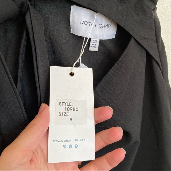 Ivory Chain Deep V Tie Sleeve Mini Dress - Picture 4 of 7